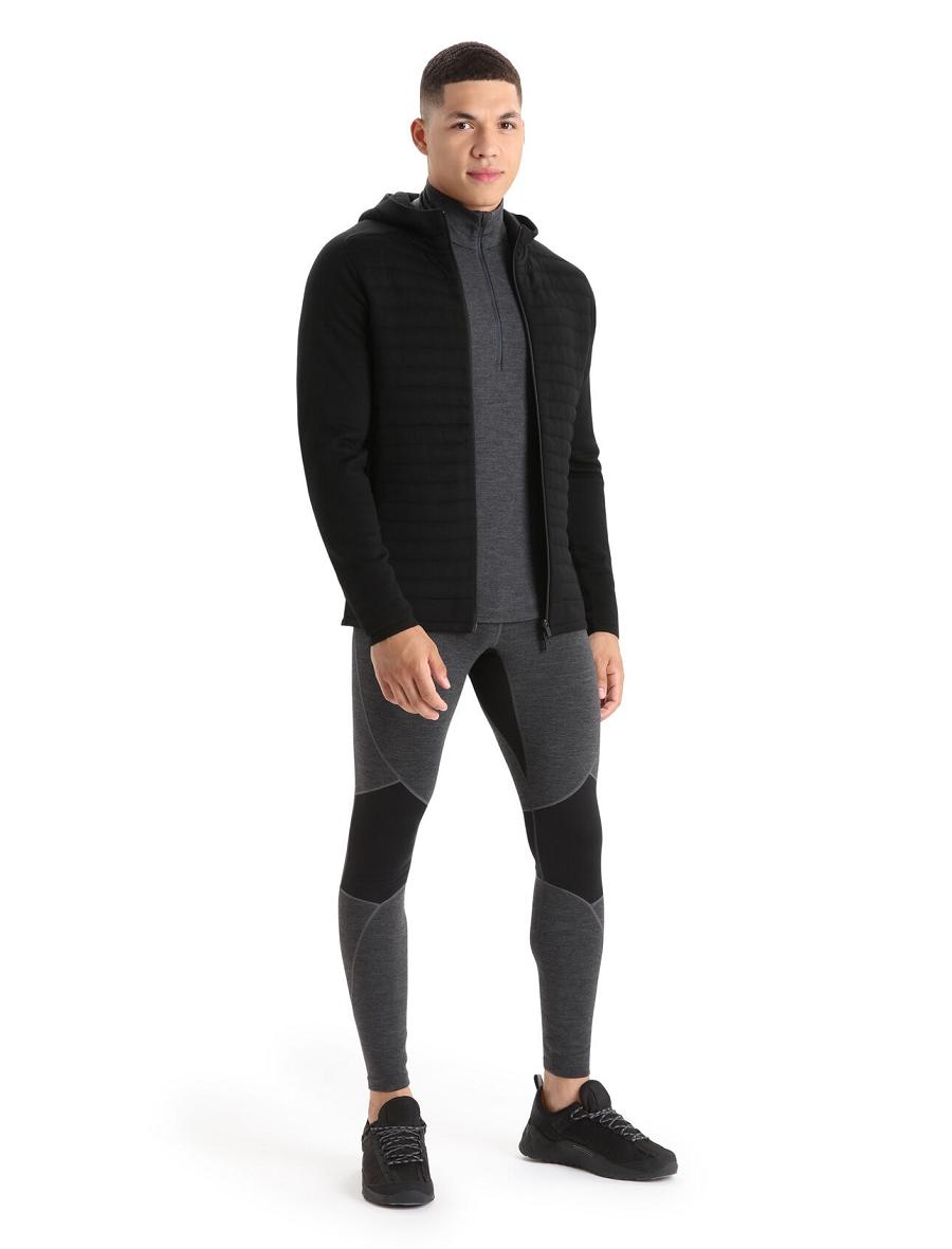 Icebreaker ZoneKnit™ Merino Insulated Long Sleeve Zip Miesten Huppari Mustat | FI 1266BEXC